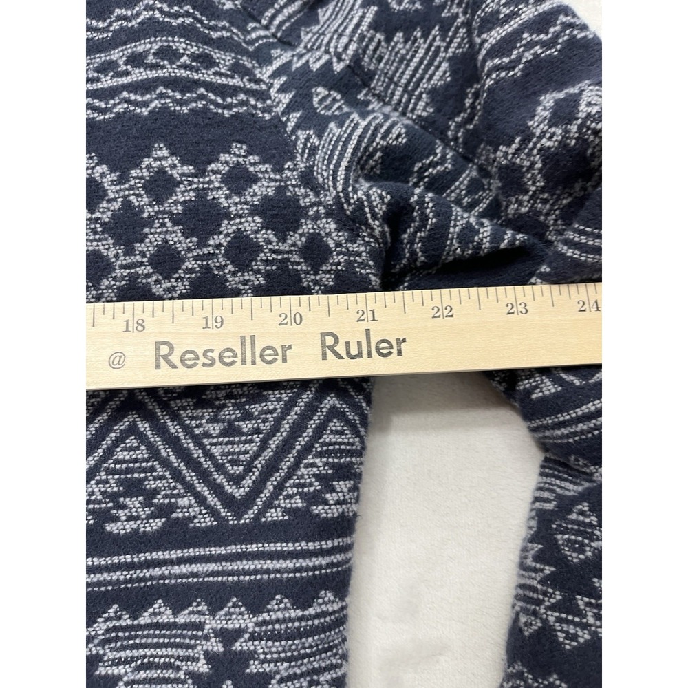 Sun + Stone Bomber Jacket Men Medium Navy Aztec Print Lined Flap Pocket Flannel - Picture 6 of 16